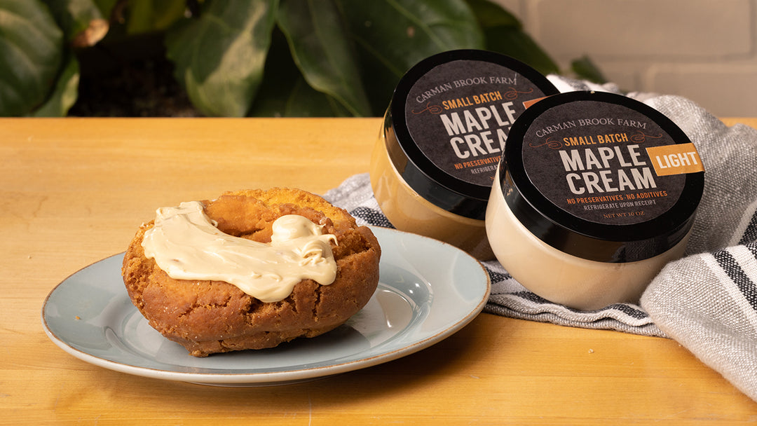 Maple cream spread on donuts.