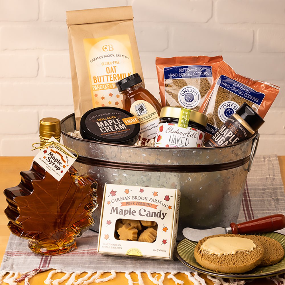 The whole family will enjoy this gluten free breakfast gift basket with some spare treats for later.