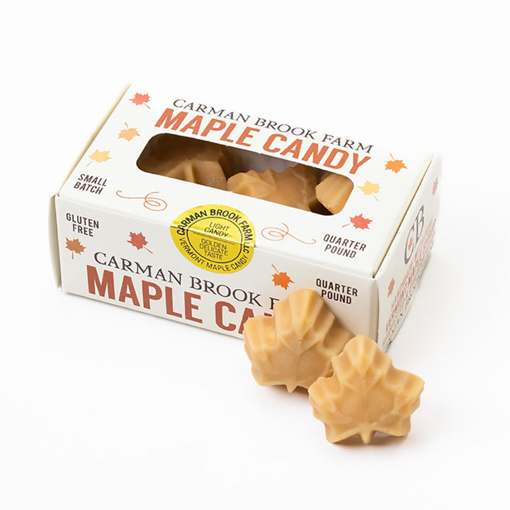 Quarter-pound box of light maple sugar candy.