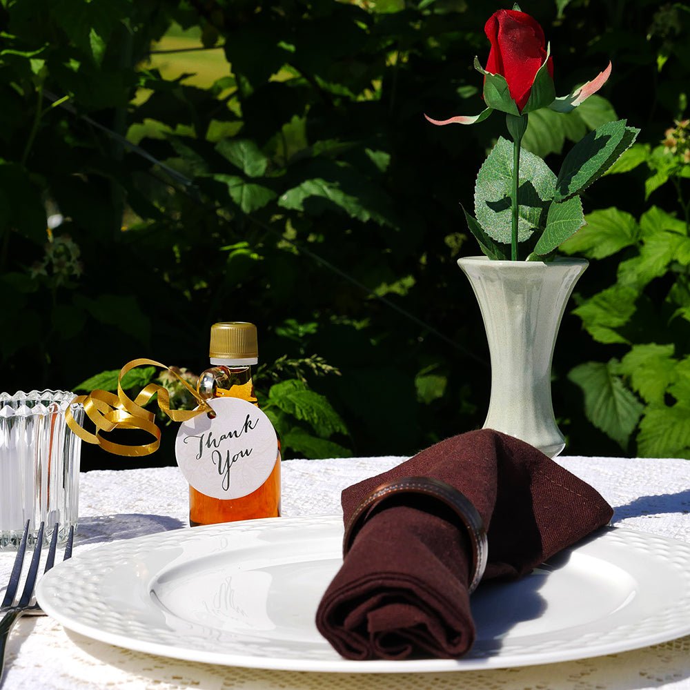 Every place setting at your farm or barn themed wedding should include a maple syrup wedding favor.