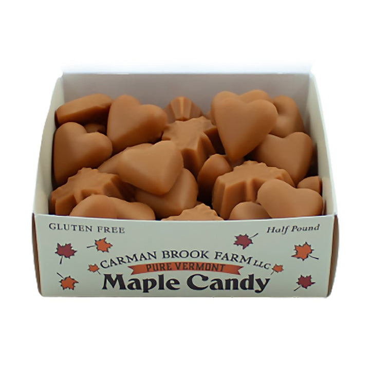 Half pound box of maple candy in a dark robust grade of maple syrup.